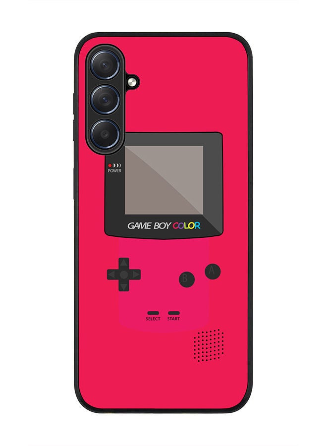 Rugged Black edge case for Samsung Galaxy M54 5G, Slim fit Soft Case Flexible Rubber Edges Anti Drop TPU Gel Thin Cover -  Gameboy Color - Pink