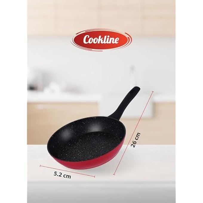 Cookline Forged Aluminum NonStick Fry Pan 26Cm Red Exterior Induction Compatible Heat Resistant Handle - Image 4