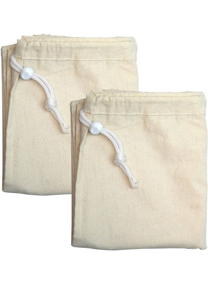 INDIAN DECOR INDIAN DECOR 91111 Laundry Bag Pack of 2 2 Pack Extra Large Natural Cotton Laundry Bag WhiteBeige28 x 36  - Image 2