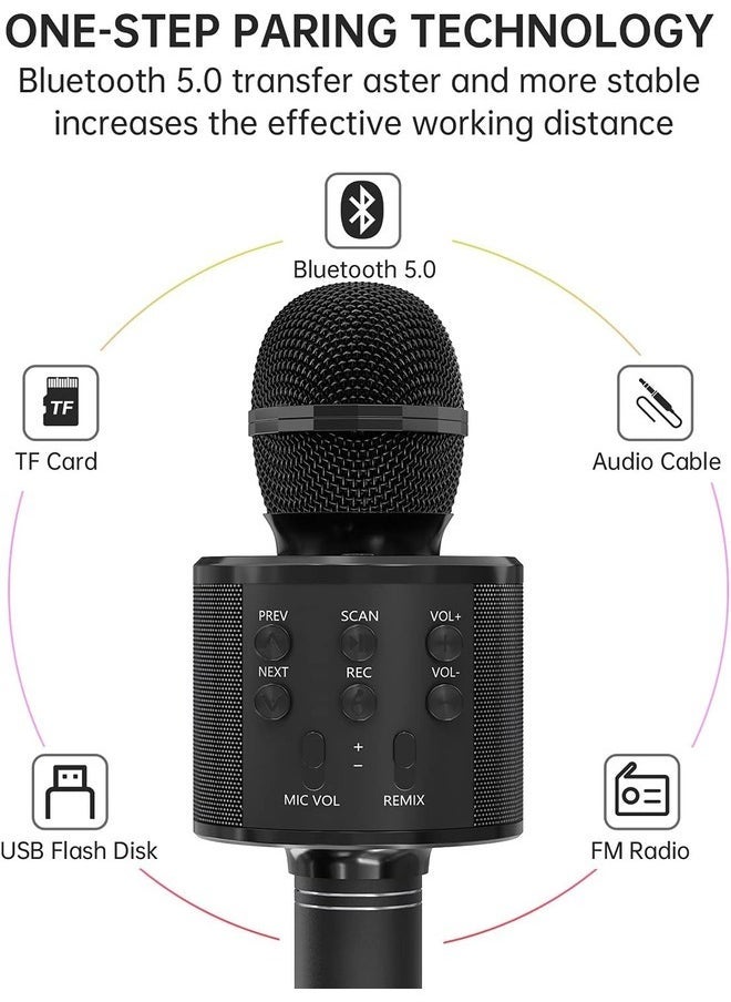 Gravity 2-Pack Wireless Bluetooth Karaoke Microphones - Portable Handheld Mic with Speaker, Great for All Ages (Black & Gold) - Image 2