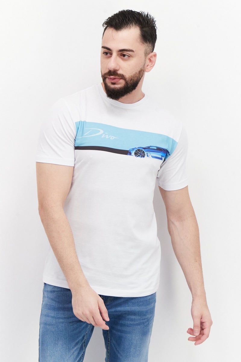 Bugatti Men Crew Neck Short Sleeve Graphic T Shirt, White Combo - Image 1