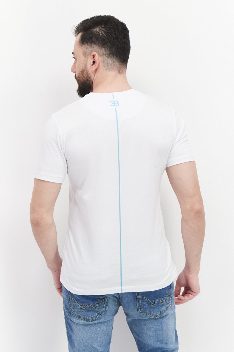 Bugatti Men Crew Neck Short Sleeve Graphic T Shirt, White Combo - Image 3