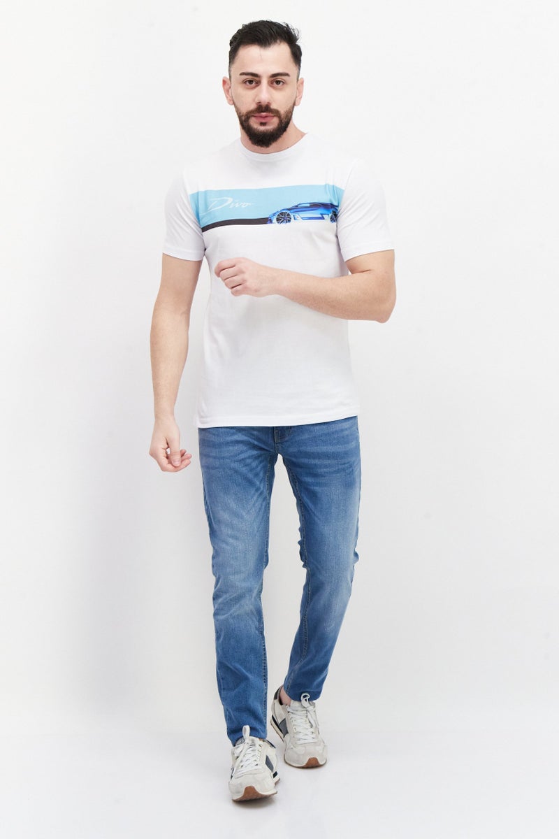 Bugatti Men Crew Neck Short Sleeve Graphic T Shirt, White Combo - Image 4