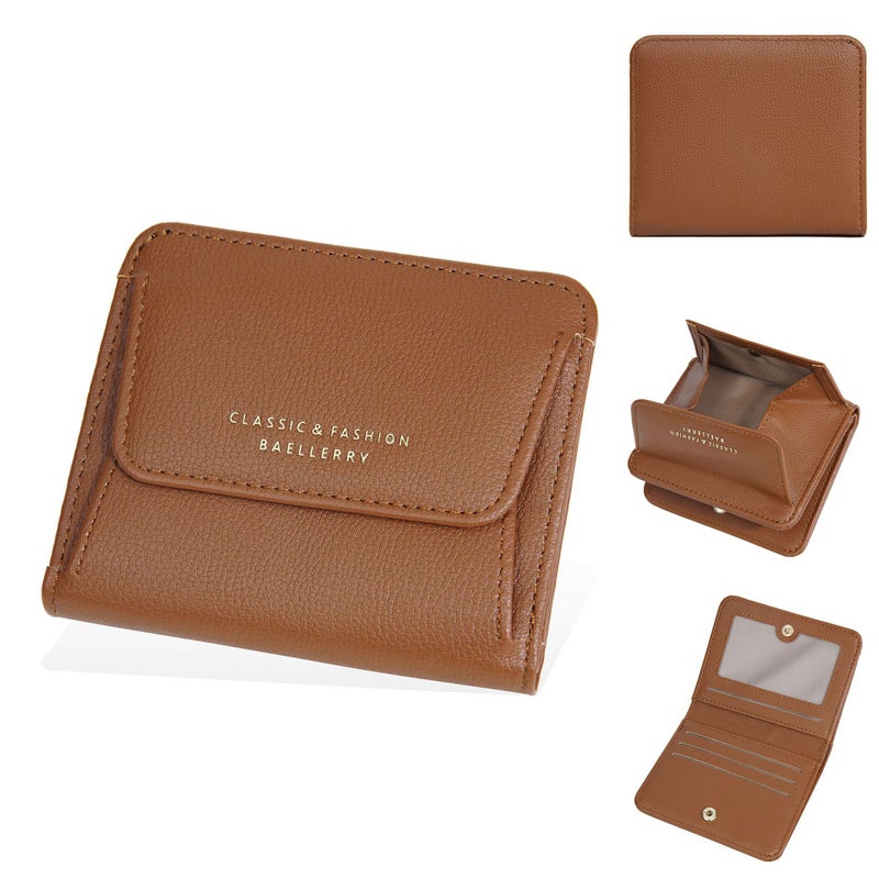 New Women's Short Wallet, Korean Style, Multi-Card Slot PU Leather, Large Capacity, Elegant Coin Purse