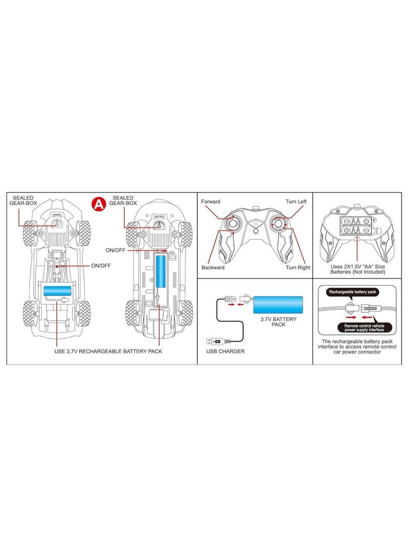 حديقة الألعاب سيارة شرطة تعمل بالتحكم عن بُعد مزودة بأضواء وامضة وصافرات إنذار واقعية - Image 2