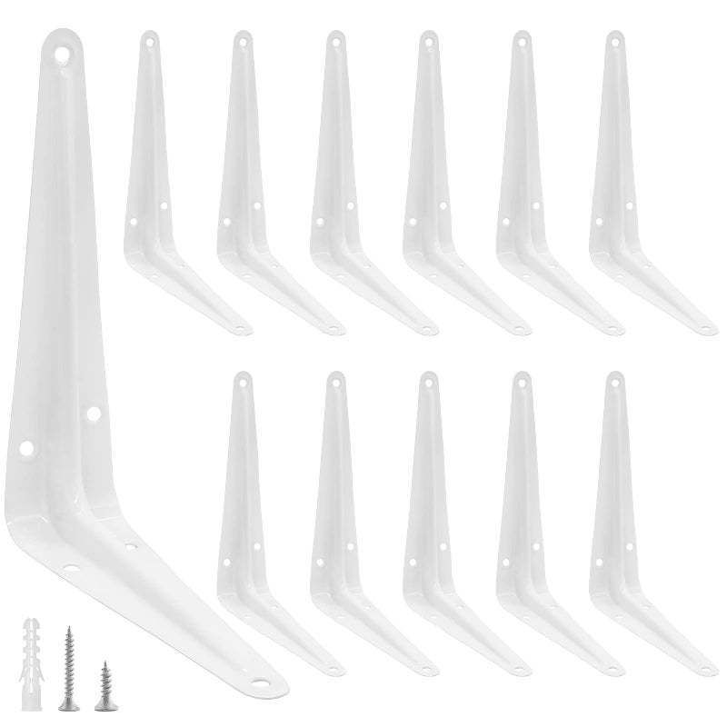 Suiwotin 12pcs 4 Inch Shelf Brackets Heavy Duty L Bracket Shelf Corner Brace Right Angle Bracket 3x4 Inch Floating Shelf Wall Mount Bracket White - Image 2