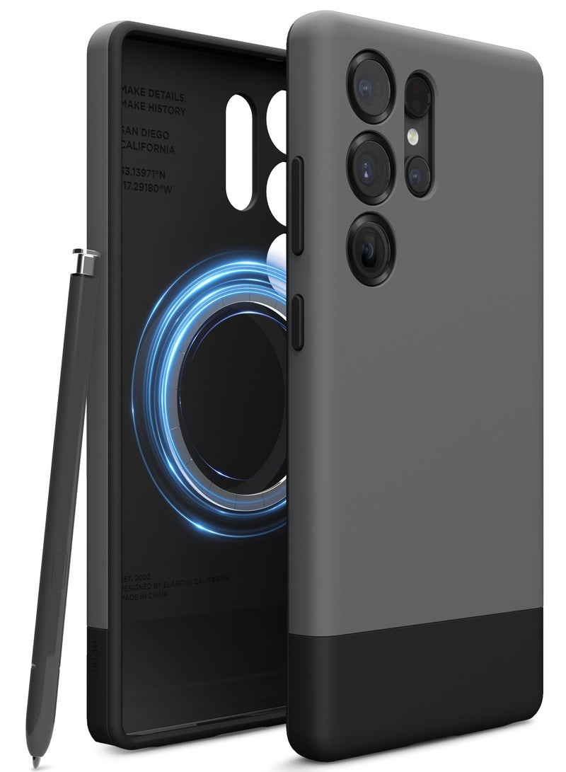 Elago Glide Magnetic Samsung Galaxy S25 Ultra Case Cover Magsafe Compatible Slim Shockproof Full Body Protection - Dark Gray Black