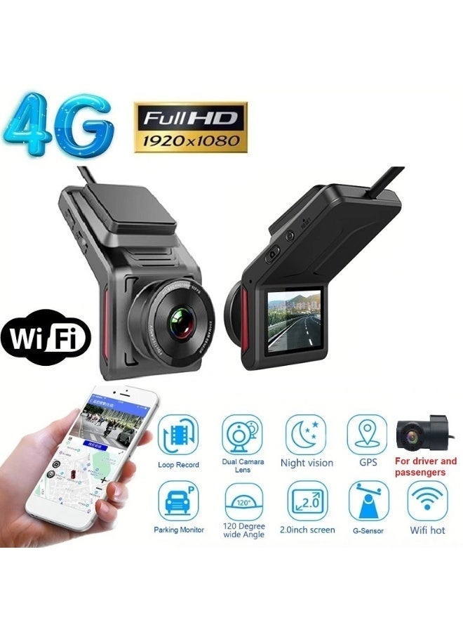 K18 1080P dual lens 4G car dash cam with in-car camera gps wifi APP - Image 1