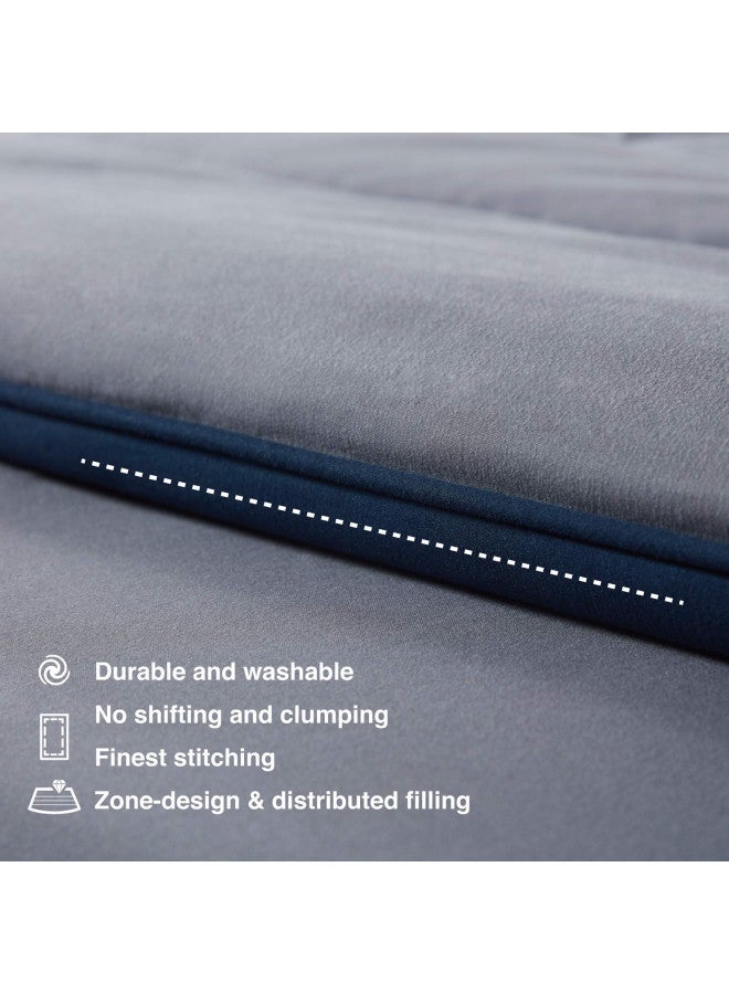 SLEEP ZONE Queen Comforter Duvet Insert, Down Alternative Reversible Comforter, Lightweight, Soft and Breathable Bedding All Season, A Side Navy + B Side Grey - Image 4