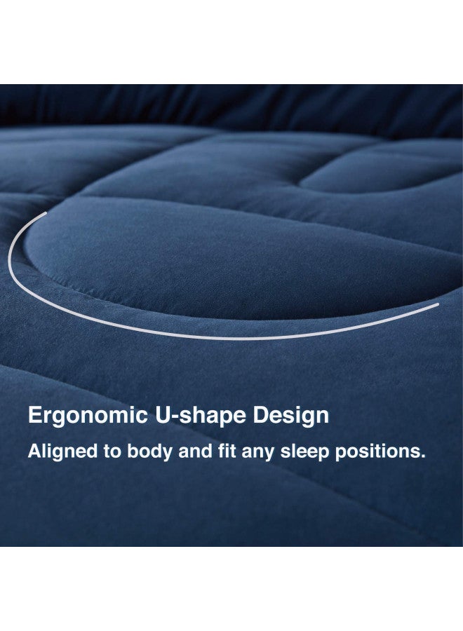 SLEEP ZONE Queen Comforter Duvet Insert, Down Alternative Reversible Comforter, Lightweight, Soft and Breathable Bedding All Season, A Side Navy + B Side Grey - Image 3