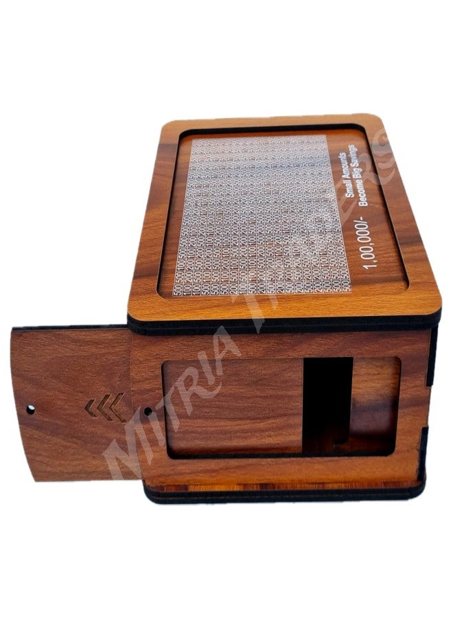 MITRIA TRADERS Money Bank - Piggy Bank Wooden 8 x 6 x 3.5 inch for Kids and Adults Cute Money Bank for Kids. with Lock and Keys (Brown) - Image 4