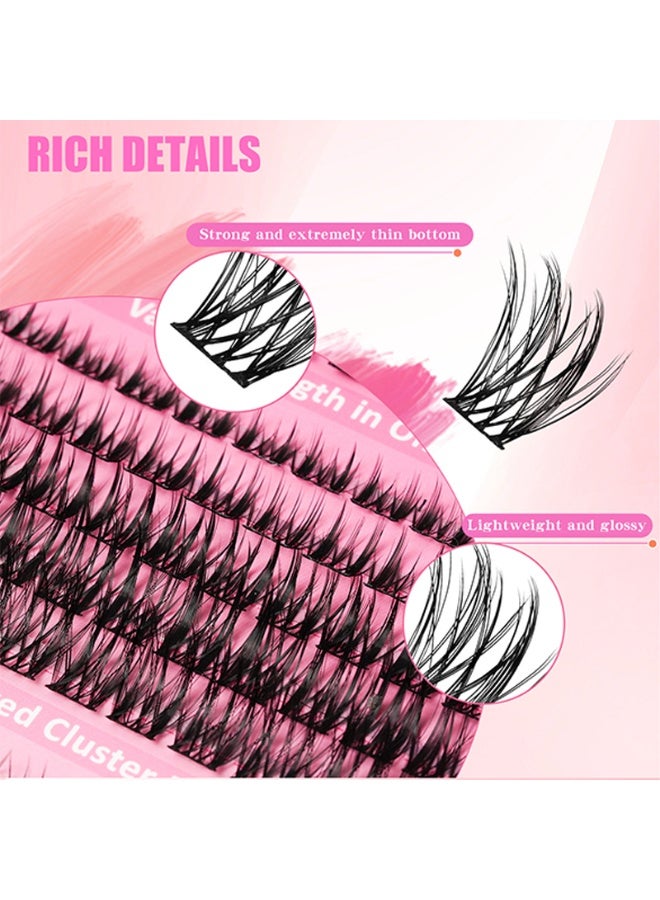 Lash Clusters False Eyelashes, 165Pcs 3 Styles Kit, Pre Bond Pre Glued Self Adhesive Press On Eyelash Clusters, D Curl Wispy Individual Lashes 8-16mm, No Residue DIY Lash Extension for Beginners Salon, Perfect Gift for Ramadan Eid Wedding Party Daily Use - Image 4