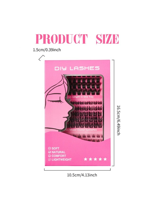 Lash Clusters False Eyelashes, 165Pcs 3 Styles Kit, Pre Bond Pre Glued Self Adhesive Press On Eyelash Clusters, D Curl Wispy Individual Lashes 8-16mm, No Residue DIY Lash Extension for Beginners Salon, Perfect Gift for Ramadan Eid Wedding Party Daily Use - Image 5