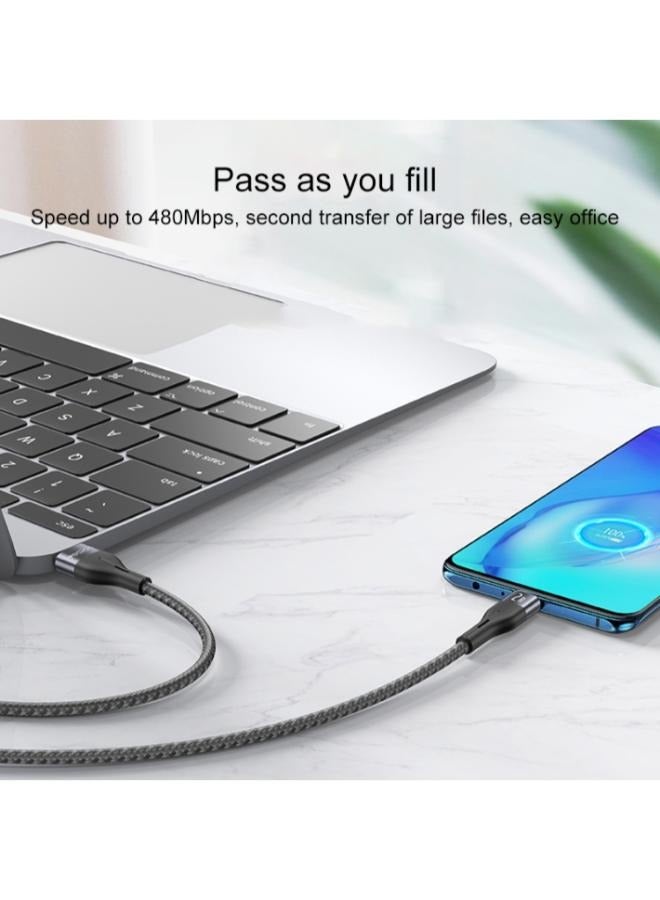 يسيدو كابل شحن سريع للبيانات من Yesido CA121C 2A USB إلى USB-C / Type-C، الطول: 1 متر - Image 2