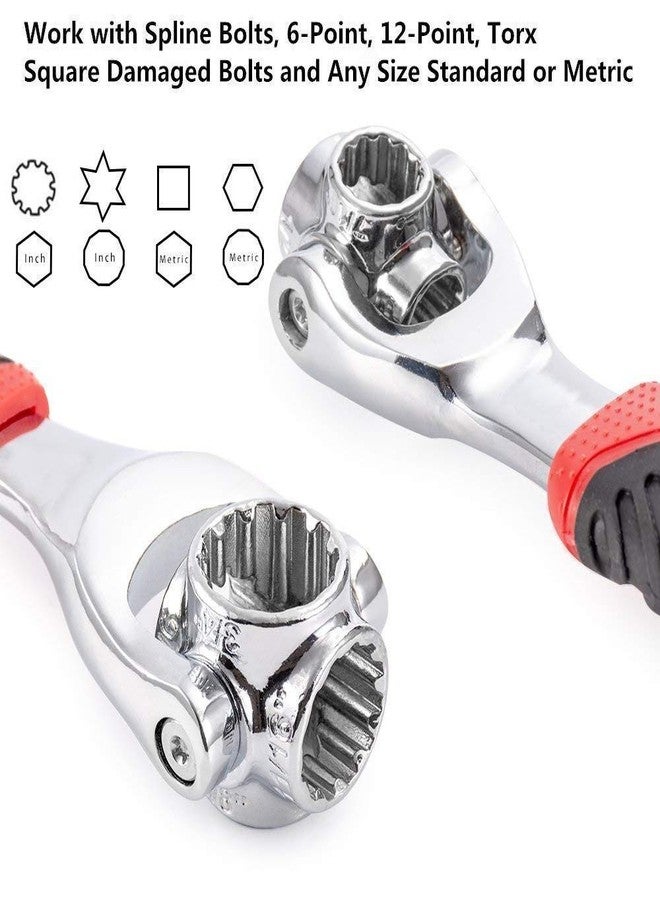 QUMAZZ 48-in-1 Universal Wrench 360 Degree Tools Socket Works with Spline Bolts, 8-Point Universal Furniture Car Repair Tool, Handles up to 135kg of Pressure - Torx end and Hex - Image 2