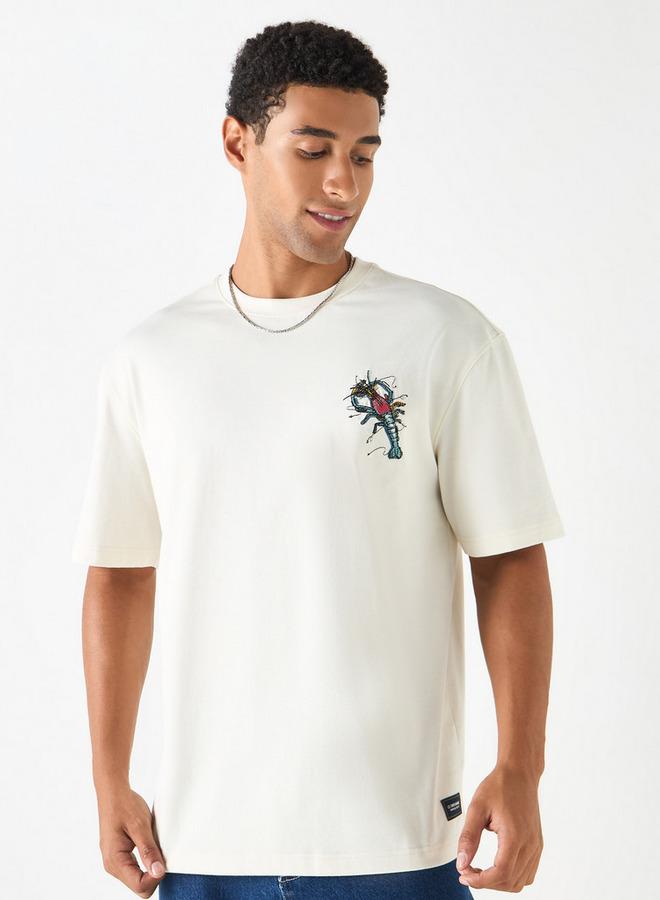 لي كوبر تيشيرت بياقة ضيقة وقصة مريحة وطبعات جراد البحر من لي كوبر - Image 3