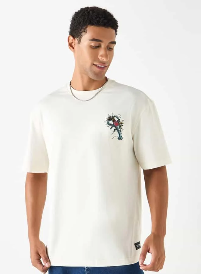 Lee Cooper Lee Cooper Lobster Print Relaxed Fit T-shirt with Crew Neck