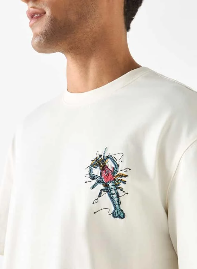 Lee Cooper Lee Cooper Lobster Print Relaxed Fit T-shirt with Crew Neck
