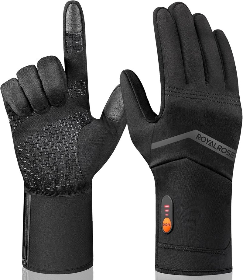 Royal Rose Royalrose Heated Gloves Liners for Men Women, Rechargeable Waterproof Winter Thin Heated Work Gloves with Arthritis Raynaud's Relief for Ski Golf Hiking Driving (Black, X-Large) - Image 1