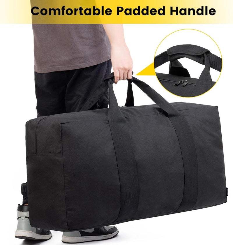 Vorspack Extra Large Duffle Bag for Travel - 100L Duffel Bag for Men Gear Bag for Storage Foldable Weekender Bag for Overnight Camping - Black - Image 3