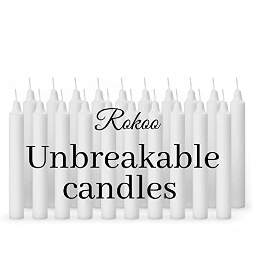 ROKOO Diwali Decor Unscented White Simple Pillar Candles Pack of 20,5-inch Long 6 Hour Burning Candle Perfect for Emergency, Chime Candles, Candles for Wedding, Dinner, Christmas Home Decorations (Ivory) - Image 1