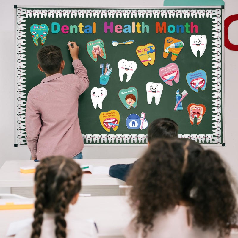 Watersay 60 Pcs Dental Health Month Bulletin Board Decorations Set Teeth Health Dental Protection Wall Decor for Teaching Props Educational Blackboard Decor Holiday Celebrating Party Supplies - Image 5