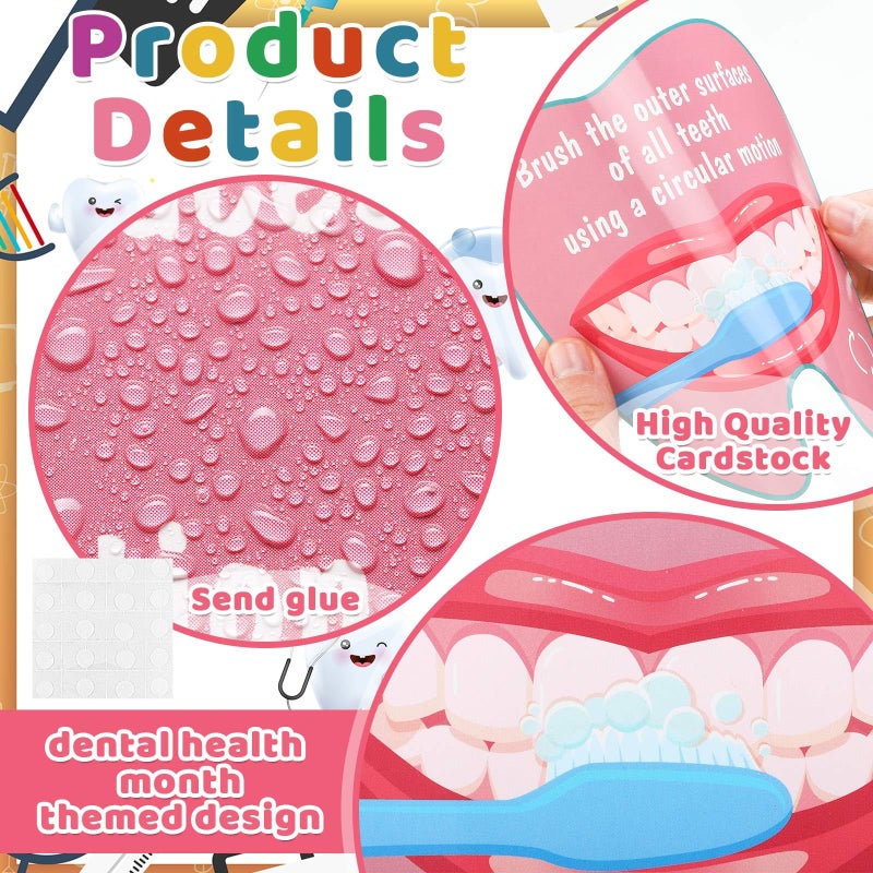 Watersay 60 Pcs Dental Health Month Bulletin Board Decorations Set Teeth Health Dental Protection Wall Decor for Teaching Props Educational Blackboard Decor Holiday Celebrating Party Supplies - Image 3