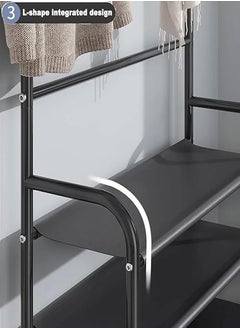 AGD Professional Multifunctional Clothes Shoe Rack 4 Shelves Shoe Storage Rack with Hooks Clothes Hanger for Bedroom Bathroom Entryway 80*25.5*152.5cm  - Image 5