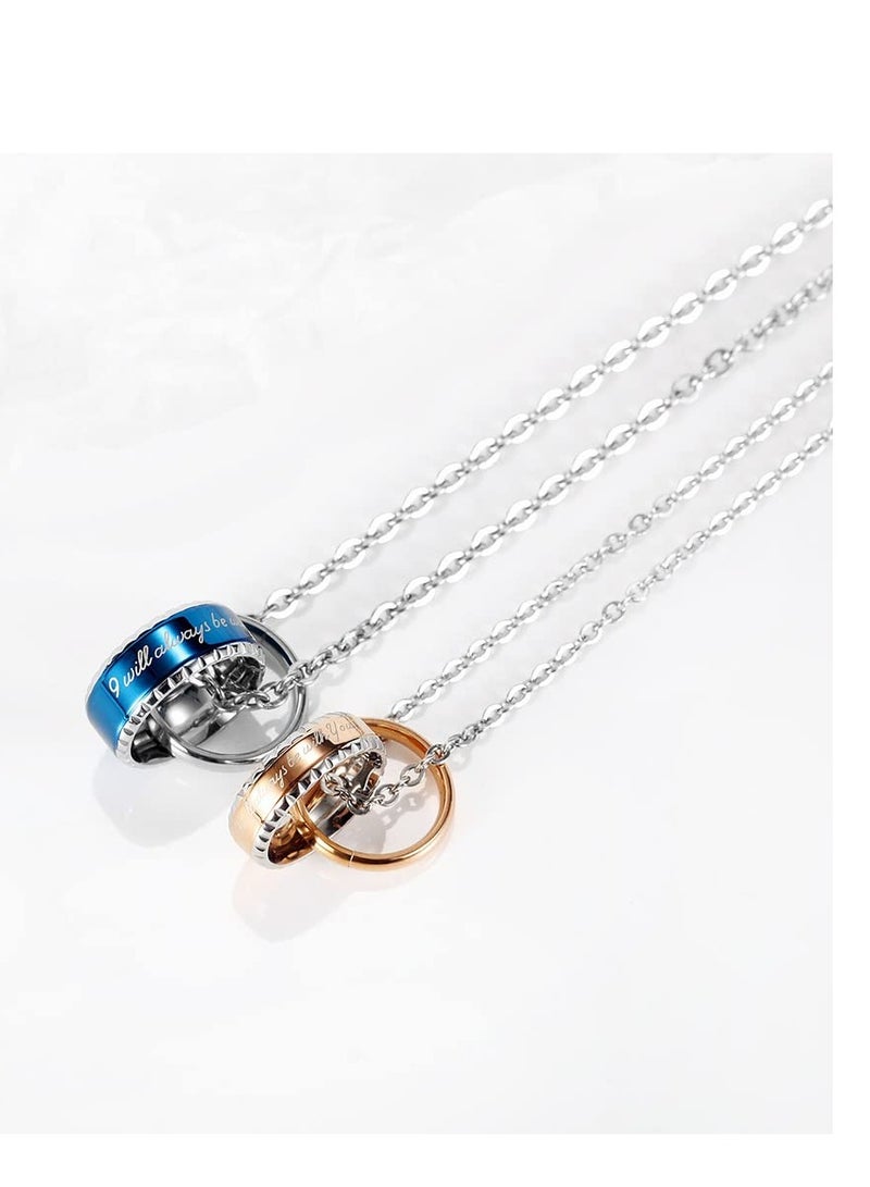 Excefore Couples Pendant Necklace Bracelet, 2 Pcs His & Hers Matching Set Stainless Steel Couple Pendant Necklace, for Engagement, Valentine, Anniversary, Love Relationship Bracelet Necklace Set - Image 3