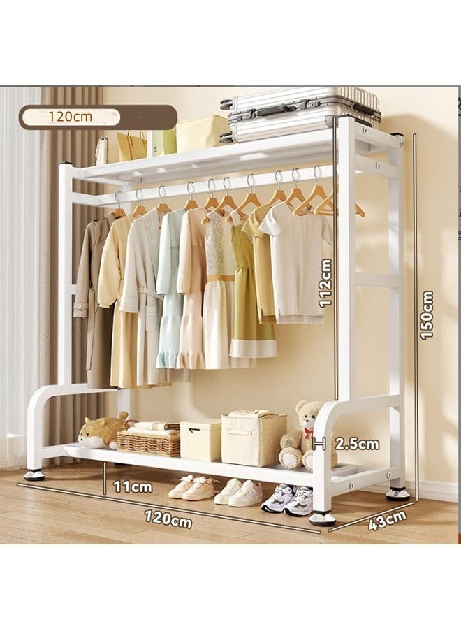 JCB CHIC Double Rods Clothes Rack Clothing Rack with Storage Shelves，Garment Rack with Wheels,Clothing Rack for Hanging Clothes,Multi-functional Bedroom Clothes Rack(BC-12106-WHT) - Image 2