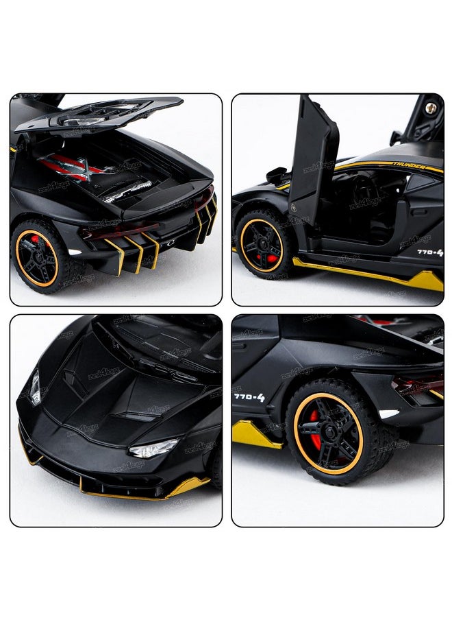 زيست فور تويز سيارات سباق رياضية Zest 4 Toyz Pull Back للأطفال مع أضواء وتأثيرات صوتية مصبوبة بأبواب قابلة للفتح وجسم معدني متين للأولاد والبنات - لون أسود  - Image 5