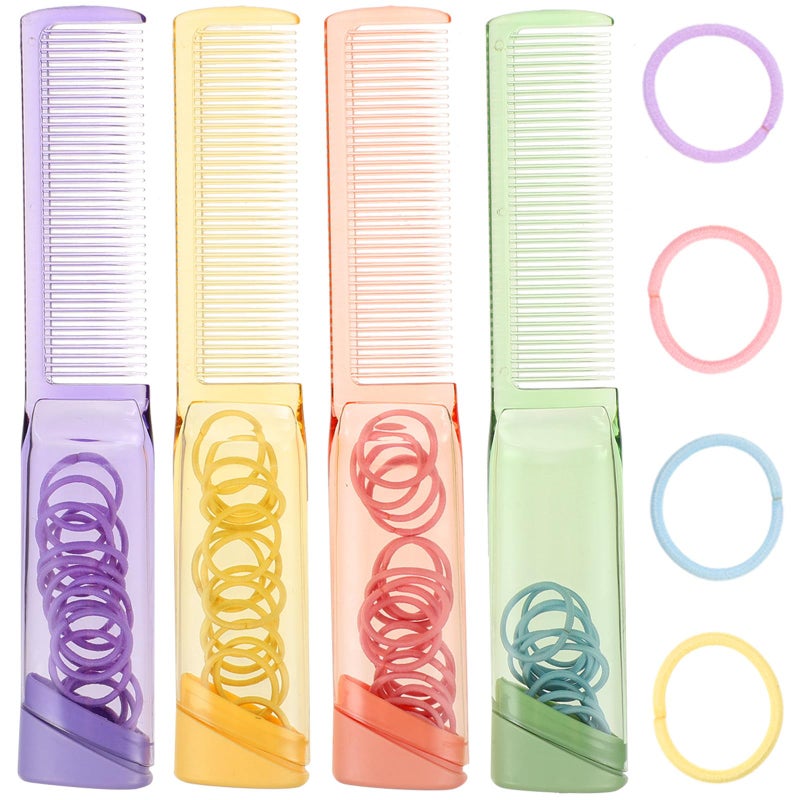 Anti Static Fine Tooth Hair Comb Set With Hair Ties Portable Salon Home Use - Image 2