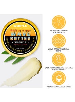 Goiple Strong Hold Wave Pomade For Men, Easy Wash 360 Wave Training Hair Cream Grease Promotes Layered Waves, Moisture, Silky Shine, Brush And Durag Cap Set (Blue)  - Image 3
