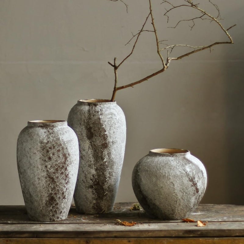 Denique Rustic Ceramic Tall Floor Vase, Vintage Farmhouse Decor, Large Terracotta Vases for Living Room Entryway Table Centerpiece Decor, Terracotta Pottery Clay(B-30cm) - Image 5