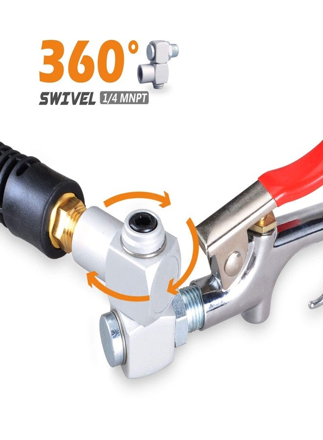 FYPower 10 Pieces Hybrid Lead-in Air Hose kit, 3/8 Inch x 6 ft Whip Air Compressor Hose Kit, 1/4" NPT Air Coupler and Plug, Industrial Solid Brass Quick Connect, 360° Swivel Connector - Image 4