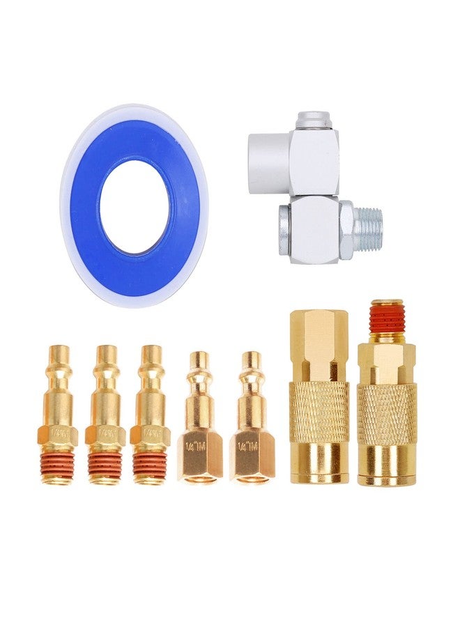 FYPower 10 Pieces Hybrid Lead-in Air Hose kit, 3/8 Inch x 6 ft Whip Air Compressor Hose Kit, 1/4" NPT Air Coupler and Plug, Industrial Solid Brass Quick Connect, 360° Swivel Connector - Image 3