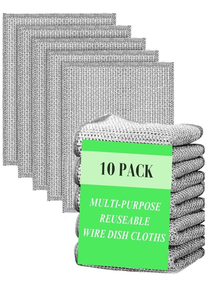 CUSHIO® Non Scratch Wire Dish Cloth (Pack of 10), Steel Scrubber for Utensils Cleaning, Multipurpose Wet and Dry Cleaning, Stainless-Steel Dish Wash Scrubber for Washing Dishes, Sinks, Counters - Image 1