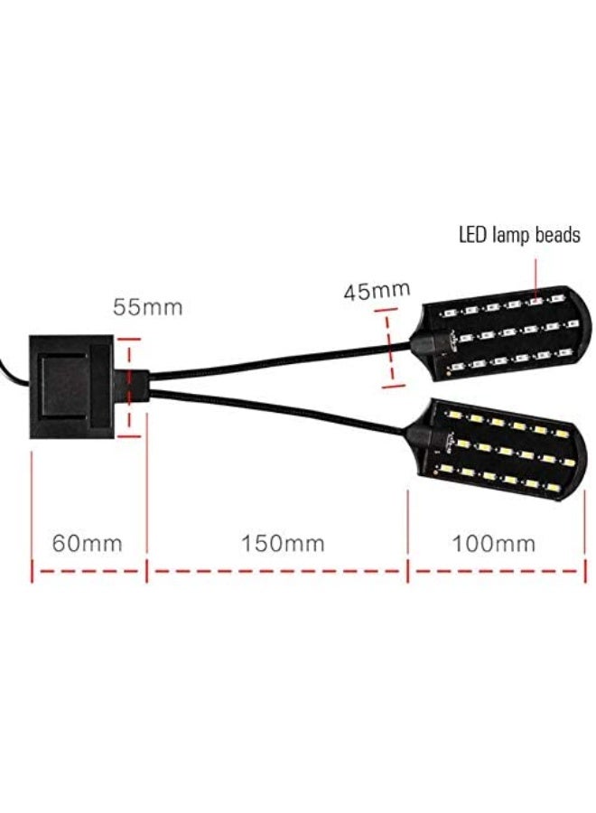 Aquarium 32 LED - 10W Clip-on Lamp Double Head Black Shell - Image 4