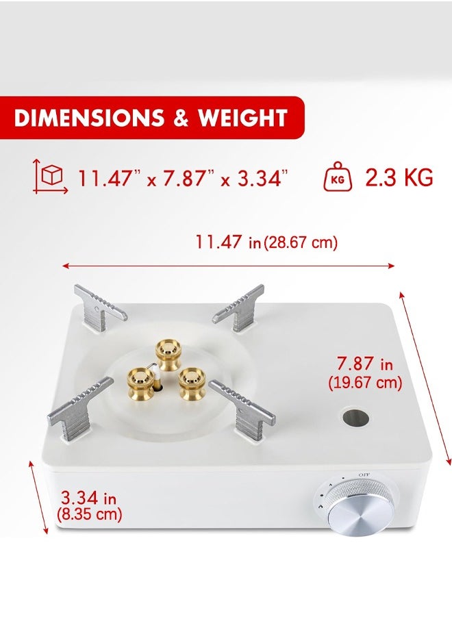 Bukela - Camping Stove with Carry Case | Extra High Output, Single Burner Butane Stove Hiking & Camping Accessories, Emergency Preparedness Portable Outdoor Camp Stove, Propane Burner 11942 BTUs| White - Image 1
