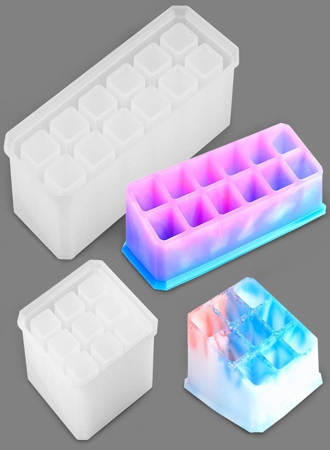 Tomorotec DIY Silicone Epoxy Resin Mold 2-Sizes Multi-Slot Organizers Casting Molds for Lipstick, Pens, Markers, Desktop Organization - Image 1