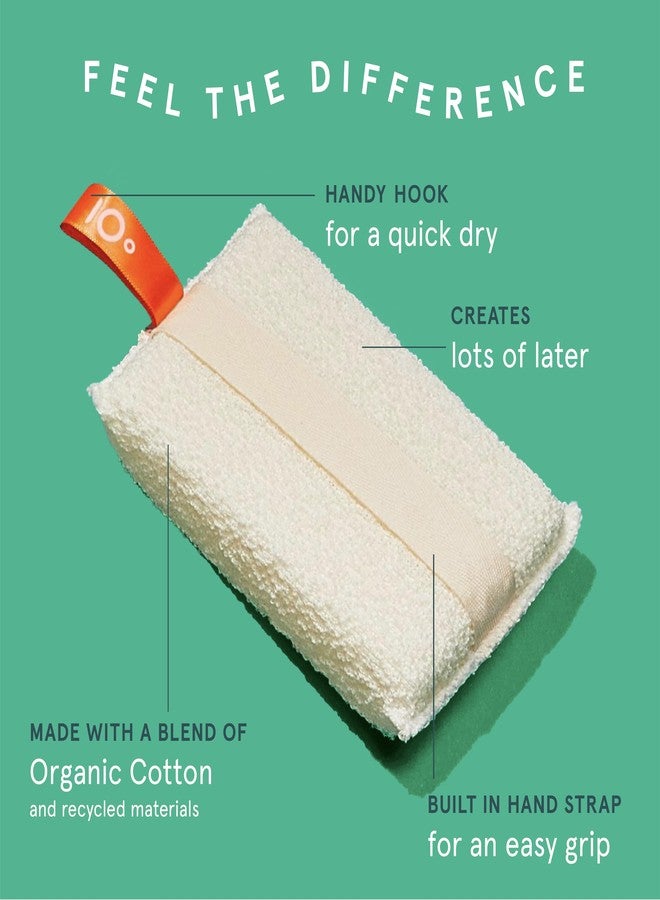 Cleanlogic Organic Cotton Exfoliating Body Scrubber, Reusable Exfoliator Tool for Smooth Skin, Daily Skincare Routine, Natural, 3 Ct Value Pack - Image 4