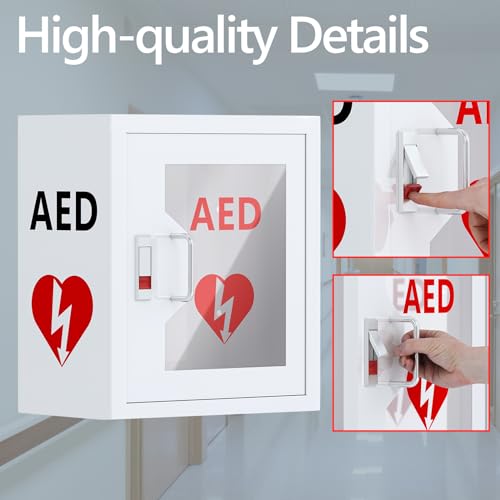 Wensha AED Cabinet Wall Mount: Steel Defibrillator Storage Case with Snap Lock and Universal AED Compatibility - for Home/Hospitals/Schools (14.2" W x 7.9" D x 15.7" H) - Image 3