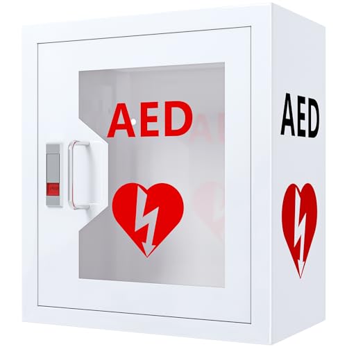 Wensha AED Cabinet Wall Mount: Steel Defibrillator Storage Case with Snap Lock and Universal AED Compatibility - for Home/Hospitals/Schools (14.2" W x 7.9" D x 15.7" H) - Image 1