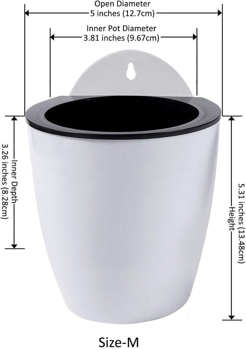 ShoppeWatch Self Watering Wall Planters for Indoor Plants 7 Pack | Hanging Planters Medium 5 Inch with Hooks | White Wall Pots for Plants | 5.0 x 5.3 inches PL34 - Image 3