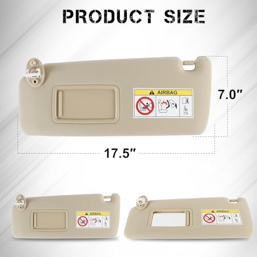 PEVAST Right Passenger Sun Visor Replacement for Lexus GX460 (2010-2023) & Toyota Land Cruiser Prado (2009-2023) - Compatible with OEM 74310-60J30-B0, 74310-60D70-A1 (Beige) - Image 3