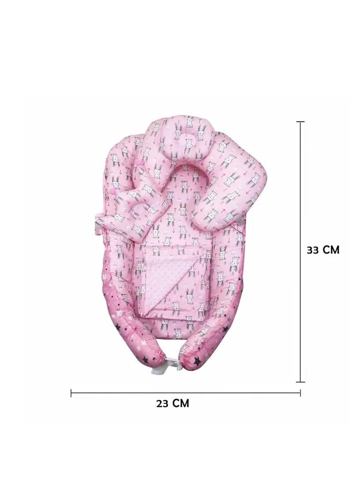 Factory Price - Two Sided Portable Baby Bed Set - Pink - 4 Pcs - Image 5