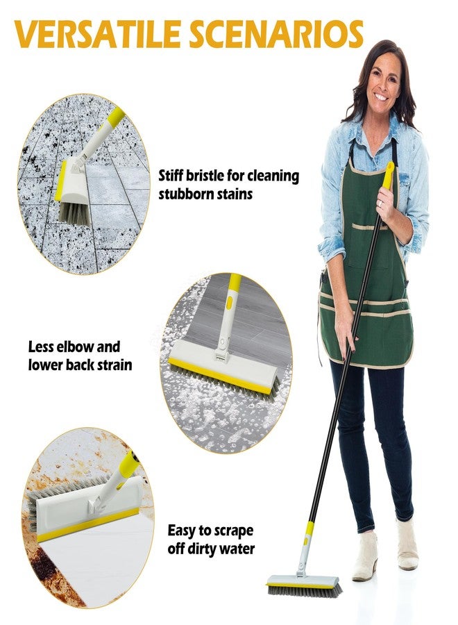 DALIPER Floor Scrub Brush with 180° Rotating 50" Long Handle for Cleaning, 2 in 1 Scrape Scrubber Brush with Squeegee, Tile Tub Scrub Brushes Attachment for Clean Bathroom Deck Kitchen and Floor Wall - Image 4