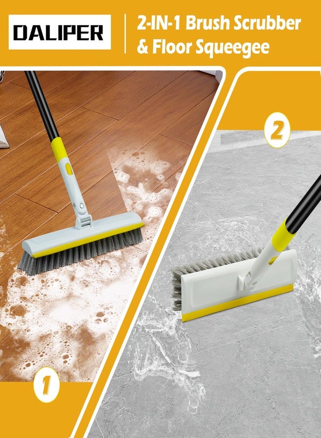 DALIPER Floor Scrub Brush with 180° Rotating 50" Long Handle for Cleaning, 2 in 1 Scrape Scrubber Brush with Squeegee, Tile Tub Scrub Brushes Attachment for Clean Bathroom Deck Kitchen and Floor Wall - Image 2
