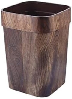 Holibanna Retro Trash Can Imitation Wood Grain Trash Can Square Wastebasket Decorative Rectangular Trash Containers Black Garbage Can Car Trash Can with Lid Bins with Lids Trash Can Kitchen