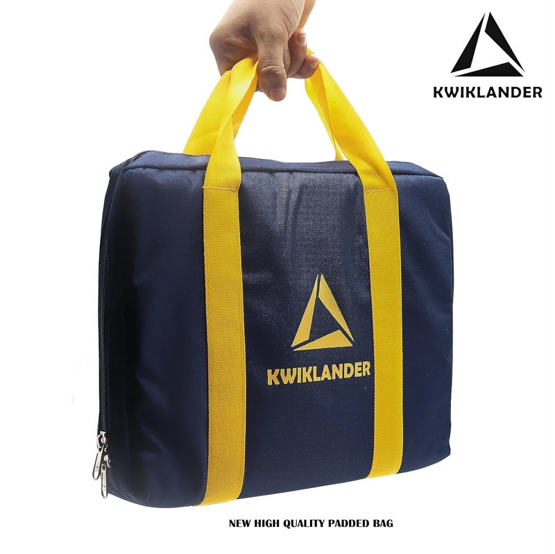 KWIKLANDER طقم شواية باربكيو فحم تندور من الفولاذ المقاوم للصدأ القابل للطي والمحمول مع 4 أسياخ، ملقط، حقيبة، وصينية فحم للمنزل والحديقة الخارجية (32 × 28 سم) ، قائمة بذاتها - Image 2